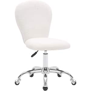 URTR White Polyester Faux Fur Desk Chair, Computer Chair, Task Chair for  Home Office, Adjustable Accent Armchair Swivel Chair HY01582Y - The Home  Depot