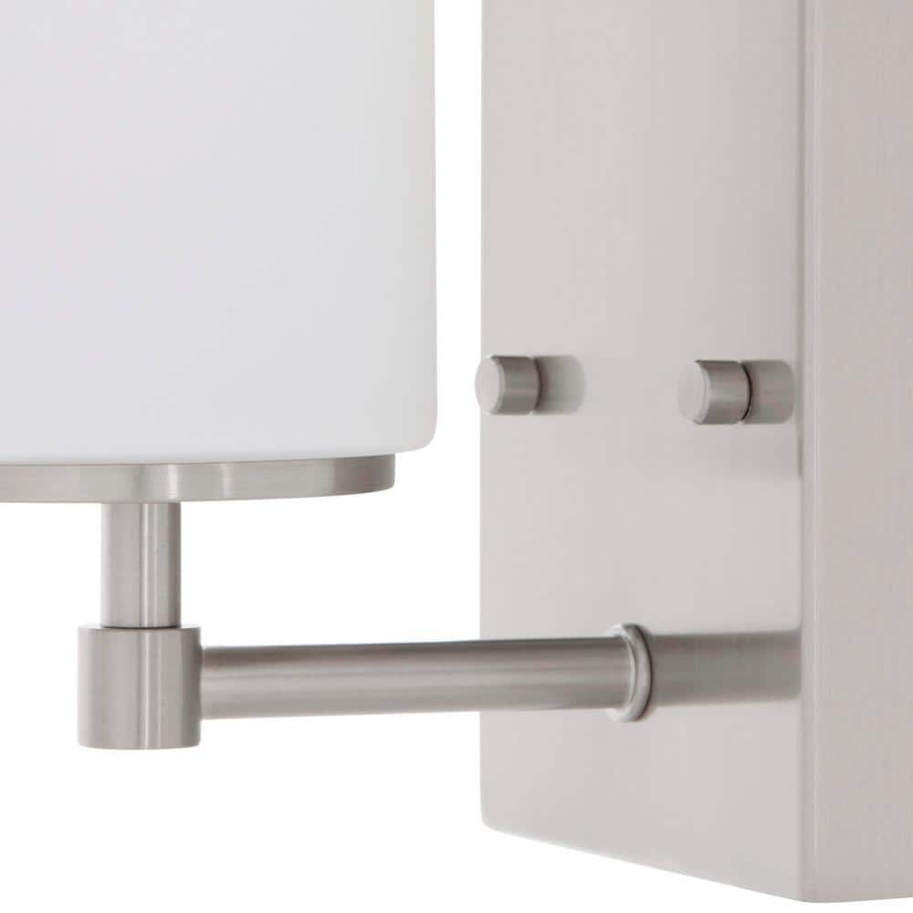 Alturas Brushed Nickel Cylinder Vanity Wall Sconce with Etched Glass