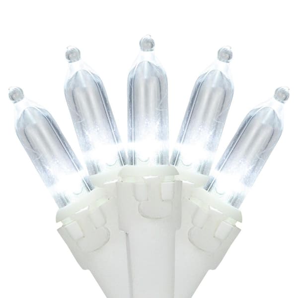 Set of 50 Pure White LED Mini Christmas Lights with White Wire