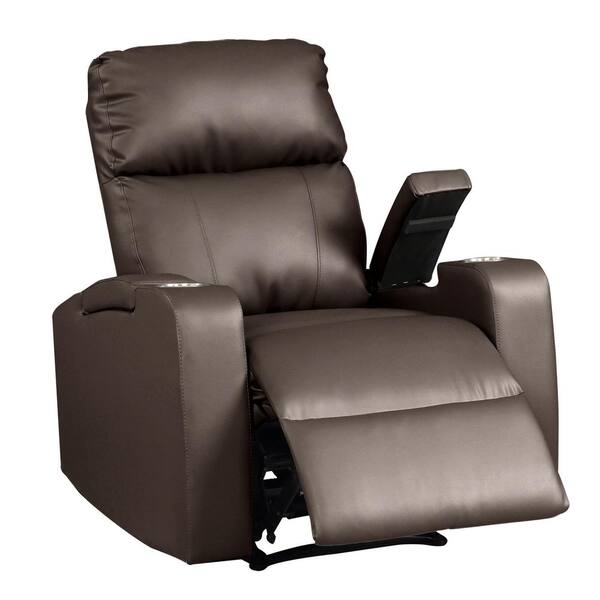 AC Pacific Terry Collection Modern Espresso Upholstered Faux Leather with Electric Power Recliner Chair