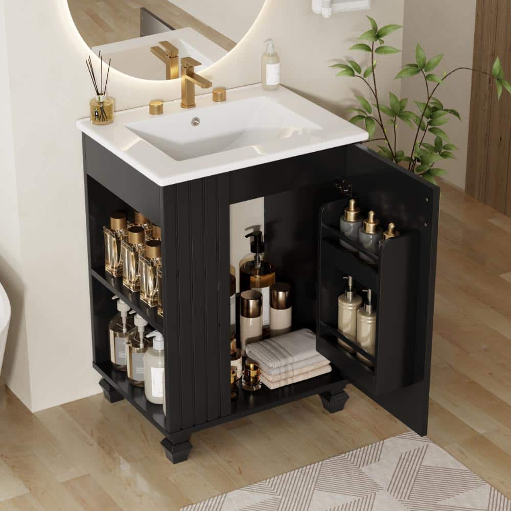 "24"" Black Vanity Sink,Soft Close Door,Side Open Storage,Solid Wood Frame" price history on PriceWatchPro