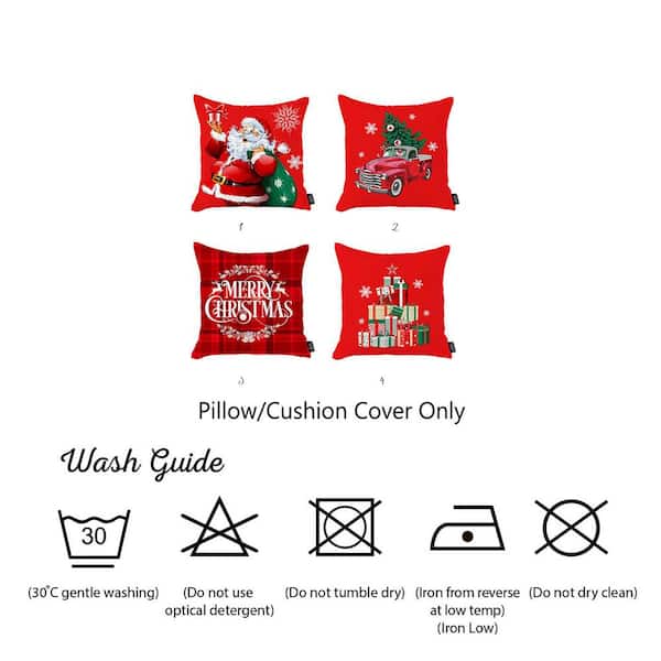 MIKE & Co. NEW YORK Christmas Themed Decorative Throw Pillow Square 18 in.  x 18 in. White and Red for Couch, Bedding (Set of 4) 50-SET-712-Y59 - The  Home Depot