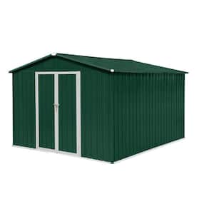 10 ft. W x 8 ft. D Outdoor Metal Green&White Garden Sheds Storage Sheds with Lockable Doors (80 sq. ft.)