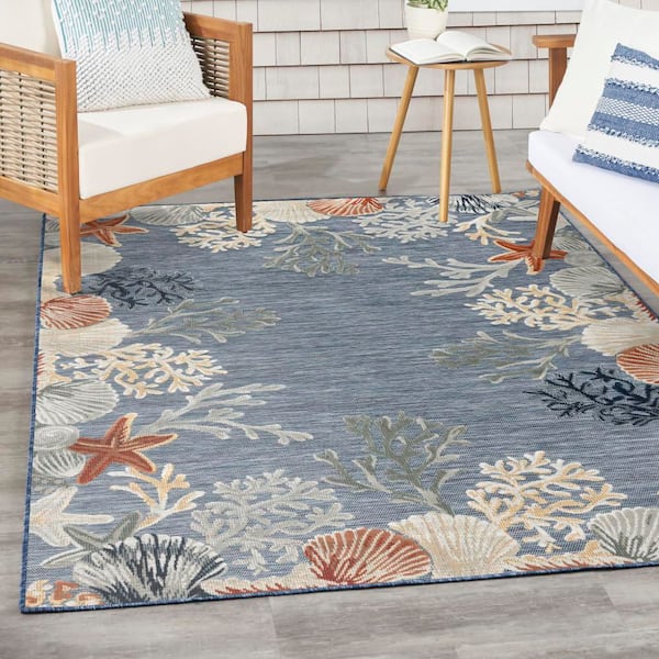 Suncoast Denim Multicolor 4 ft. x 6 ft. Graphic Contemporary Area Rug