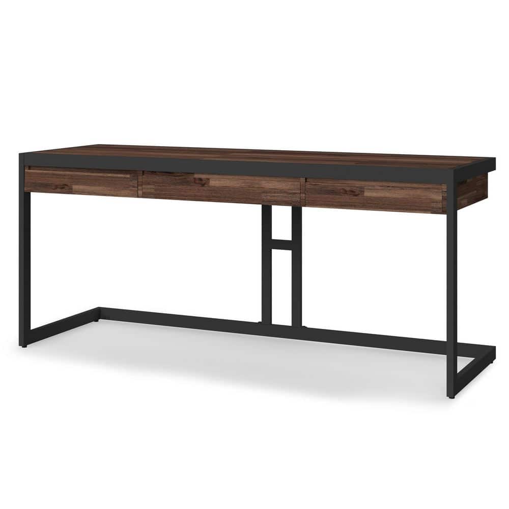 Erina Distressed Charcoal Brown Solid Acacia Large Desk with Drawers
