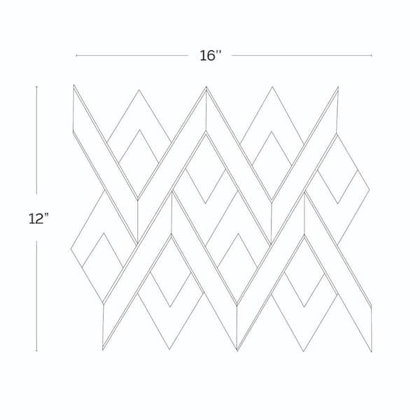 Kappa Azul Blue 12.12 in. x 15.59 in. Polished Marble and Brass Mosaic Wall Tile (1.31 Sq. Ft./Each)
