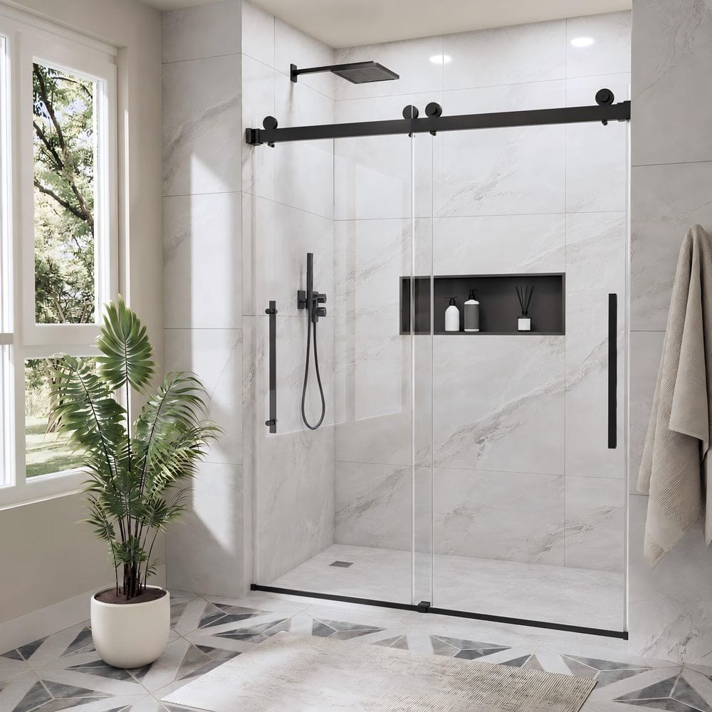 Yuaris 50 in. - 54 in. W x 74 in. H Double Sliding Frameless
