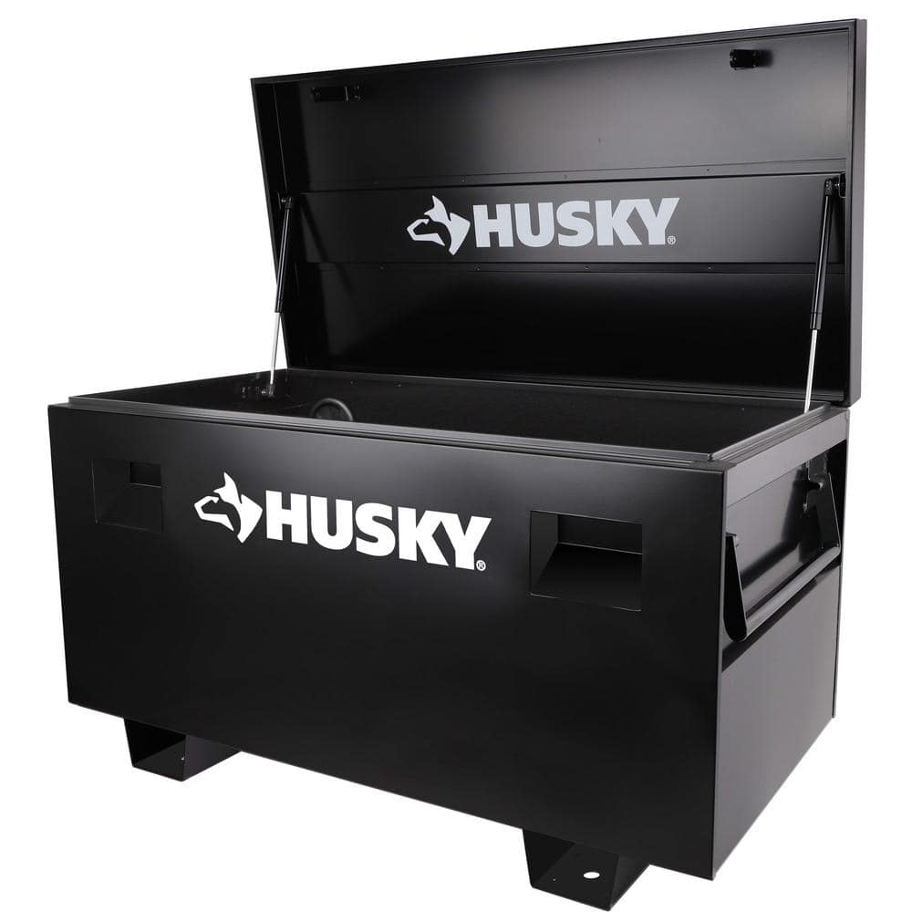 Husky 48 in. W x 24 in. D Steel Job Site Tool Box in Black H48JSB - The