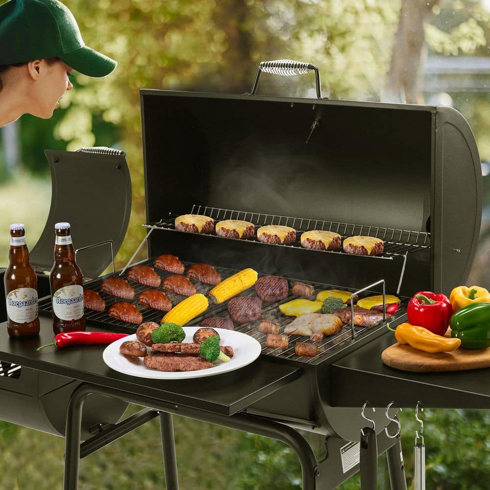 Royal Gourmet Black 48" Charcoal Grill with Offset Smoker