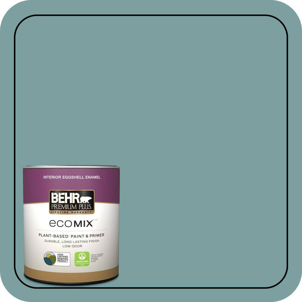 BEHR PREMIUM PLUS 1 qt. #S440-4 Tower Bridge Eggshell Enamel EcoMix ...
