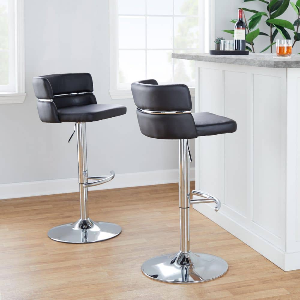 Cinch Adjustable Black Metal Swivel Barstools, Set of 2