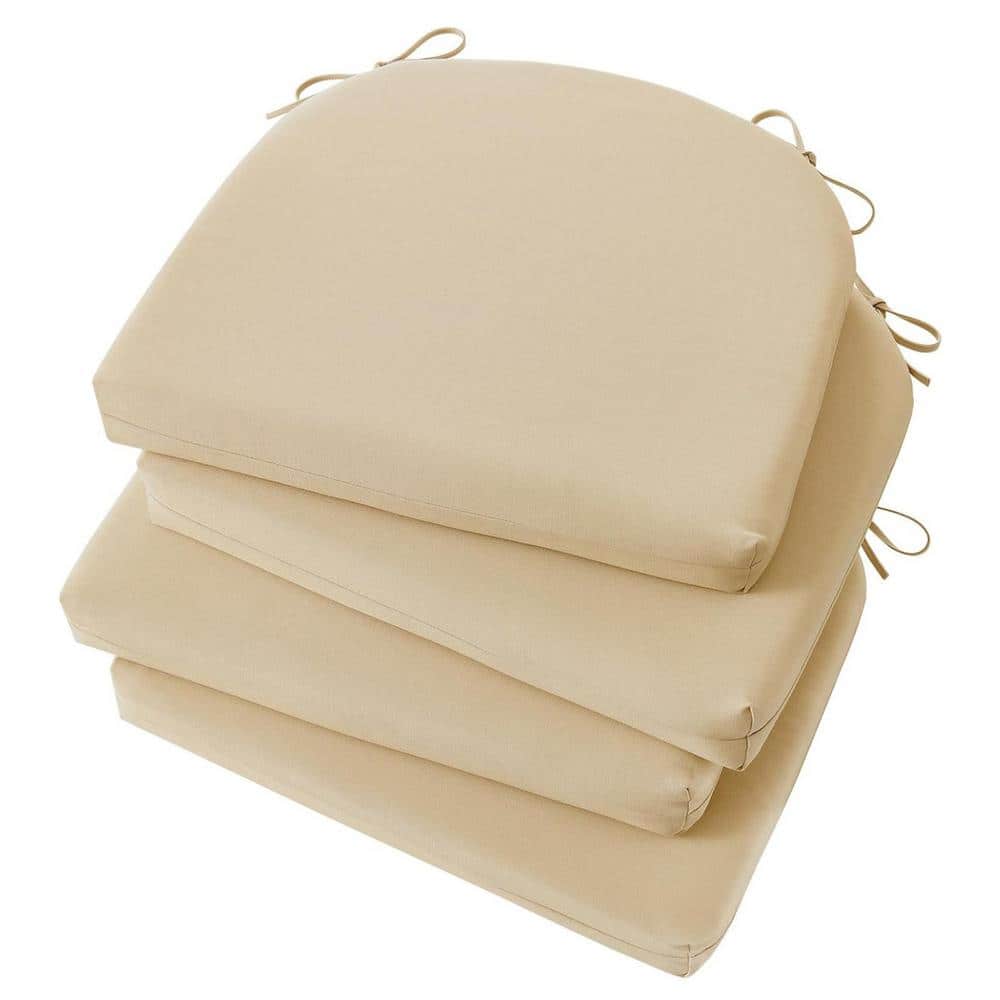 17x16 Beige Outdoor Chair Cushions for Patio Furniture Set of 4