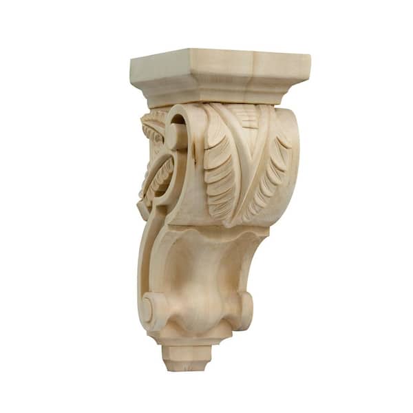 Waddell Palm Corbel - Small, 10.75 in. x 5.375 in. x 4.5 in. - Furniture Grade Unfinished Maple Wood - Elegant Home Decor Accent