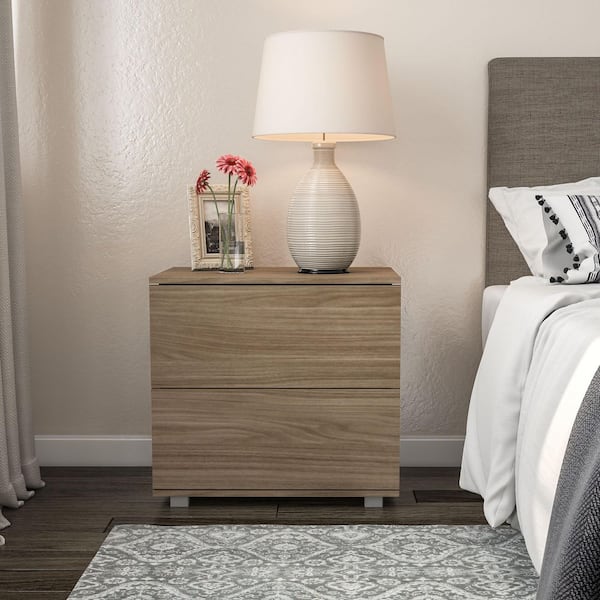 Polifurniture Madison Light Oak 2 Drawer in. W Nightstand