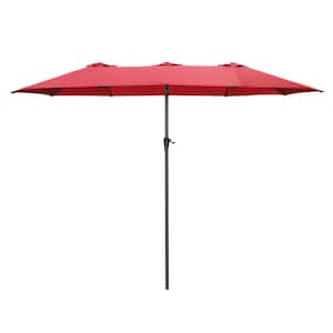 15 ft. 3 Top Patio Outdoor Market Umbrella with Crank in Red