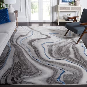 Craft Gray/Blue 11 ft. x 14 ft. Marbled Abstract Area Rug