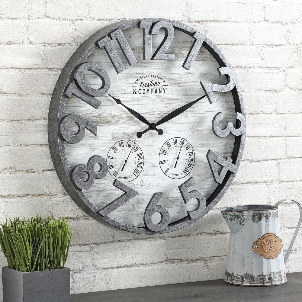 https://images.thdstatic.com/productImages/3320f15e-db1a-46a0-8b75-f23d92d780b3/svn/galvanized-firstime-co-wall-clocks-31118-64_1000.jpg