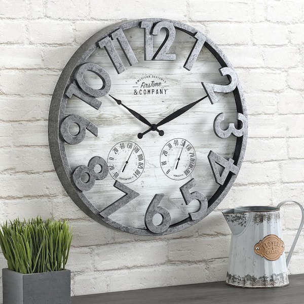 FirsTime & Co. 18 in. Shiplap Outdoor Wall Clock