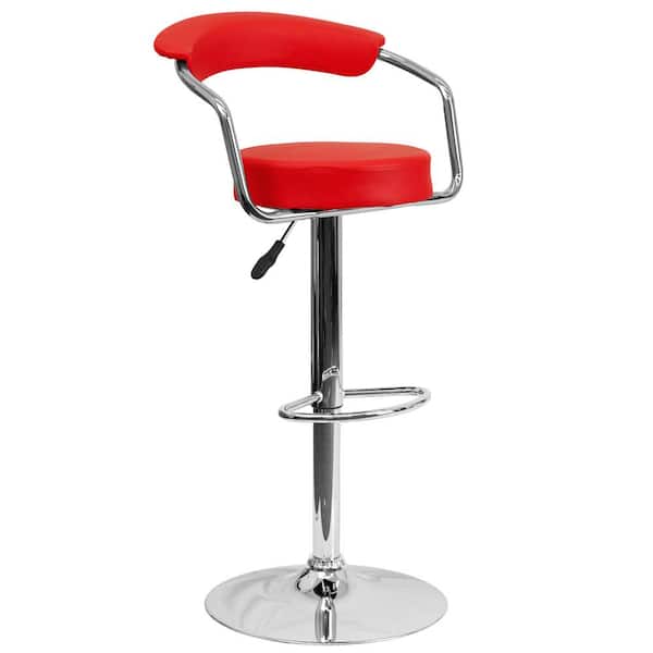 Flash Furniture 33.25 in. Adjustable Height Red Cushioned Bar Stool