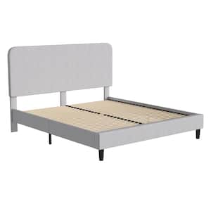 78.5 in. W Light Grey King Polyester Composite Frame Platform Bed