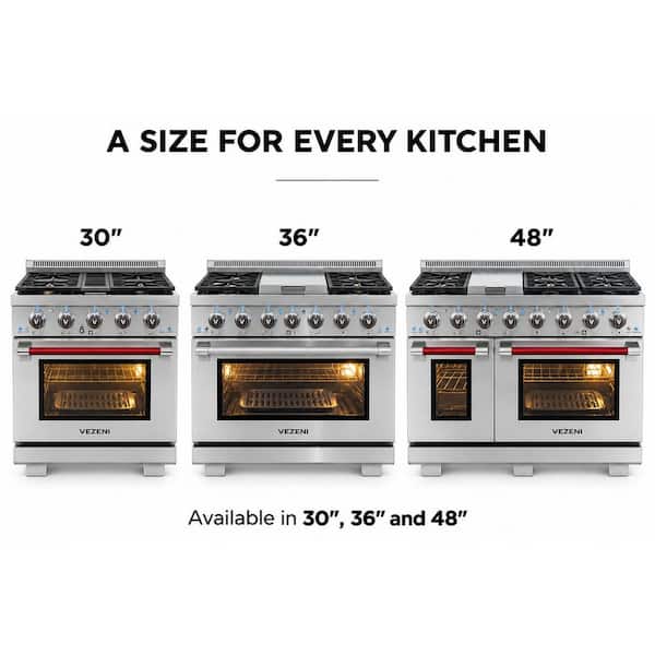 VEZENI Randolph Pro 48 in. 5-Burner Natural Gas Double Oven Range
