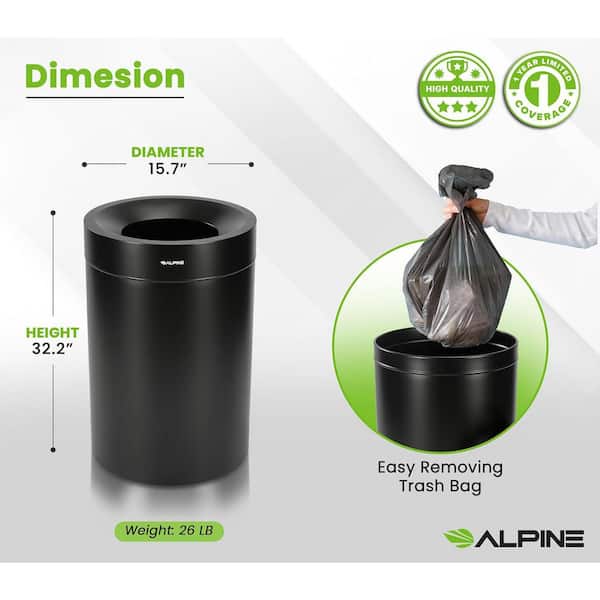 Alpine Industries 54 Gal. Black Stainless Steel Compost and Indoor