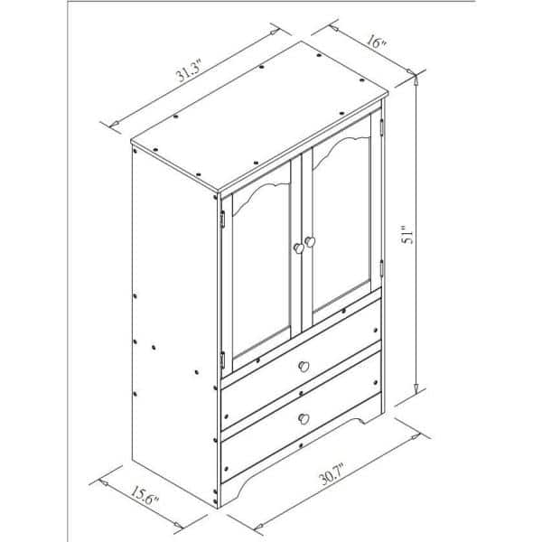 URTR Gray Wooden Armoire 2 Drawers, 2 Door Kids Wardrobe