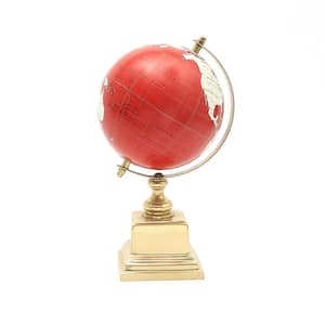 Litton Lane 15 in. Gold Aluminum Decorative Globe with Tripod Base