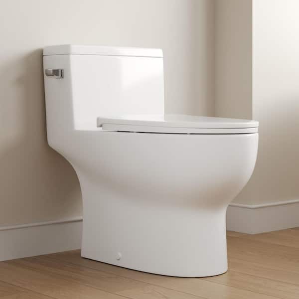 DeerValley Concord 12 in. Rough in Size 1-Piece 1.28 GPF Single Flush Elongated Toilet in White Seat Included