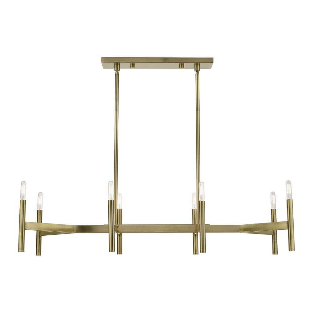 Copenhagen Antique Brass 8-Light Linear Chandelier