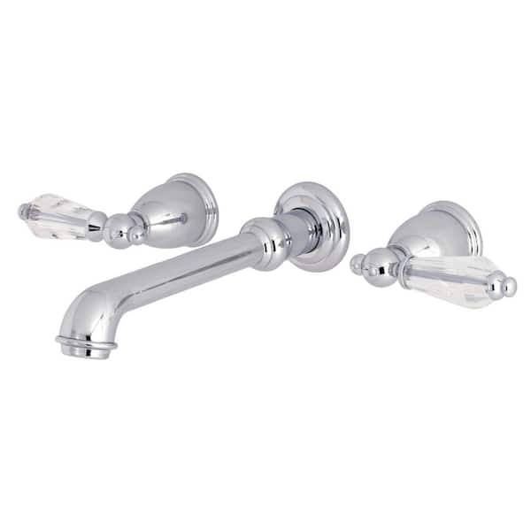 Kingston Brass Wilshire Crystal 2-Handle Wall-Mount Roman Tub Faucet Filler in Chrome