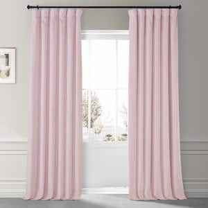 Signature Rose Water Pink Plush Velvet Rod Pocket Hotel Blackout Curtain 50 in. W x 96 in. L (1-Panel)