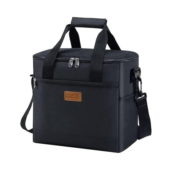 24 Can Ikone 9 qt. Leakproof Collapsible Insulated Large Lunch Soft-Side Cooler with Multi-Pockets in Black