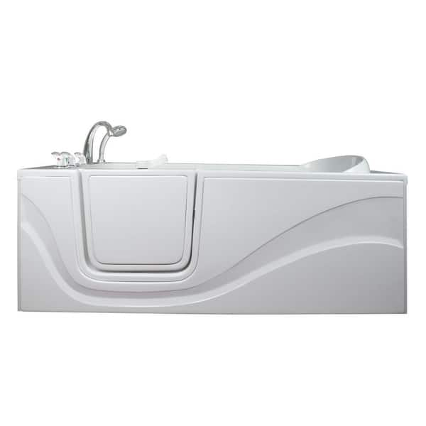 Ella Lay Down 5 ft. x 30 in. Walk-In Bathtub in White with Left Drain/Door