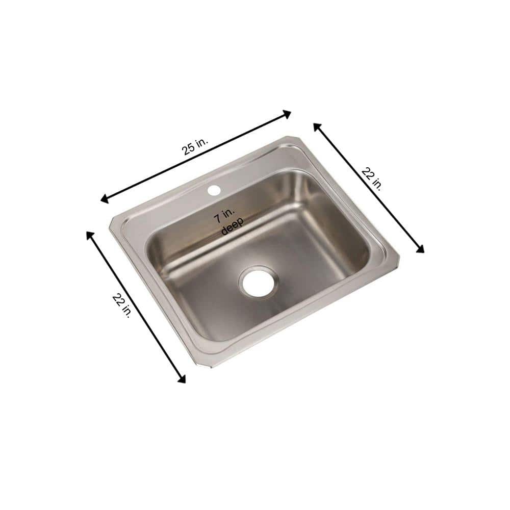 Elkay 25" Stainless Steel Single Bowl Drop-In Kitchen Sink