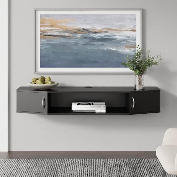 TV Console, Floating Shelf TV Wall, Wooden TV Stand