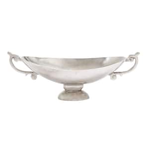 Silver Aluminum Decorative Bowl with Handles