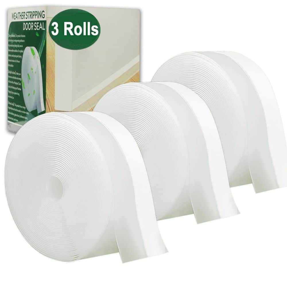 1.38 in. x 588 in. Clear Silicone Door Seal Weatherstrip Insulation Tape Draft Seal for Window & Door 3 Rolls Total 49ft price history on PriceWatchPro