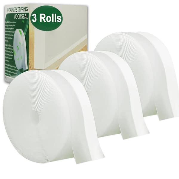 1.38 in. x 588 in. Clear Silicone Door Seal Weatherstrip Insulation Tape Draft Seal for Window Door 3 Rolls Total 49 ft.