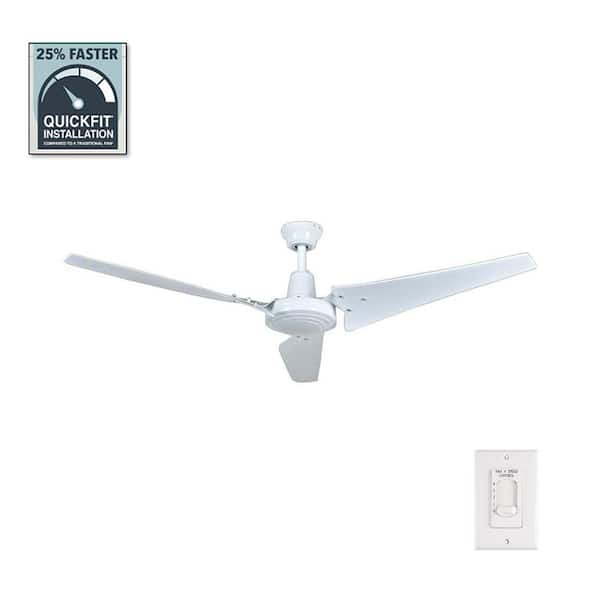 han Øst Timor Angreb Hampton Bay Industrial 60 in. Indoor/Outdoor White Ceiling Fan with Wall  Control, Downrod and Powerful Reversible Motor 52860 - The Home Depot