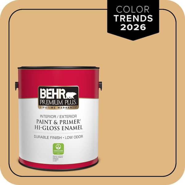 BEHR PREMIUM PLUS 1 gal. #M270-5 Beehive Hi-Gloss Enamel Interior/Exterior Paint & Primer