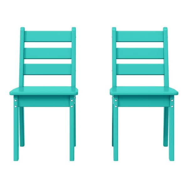 Garden Party Children's Outdoor Patio All Weather HDPE Plastic Dining Chair for Kids (Set of 2), Turquoise