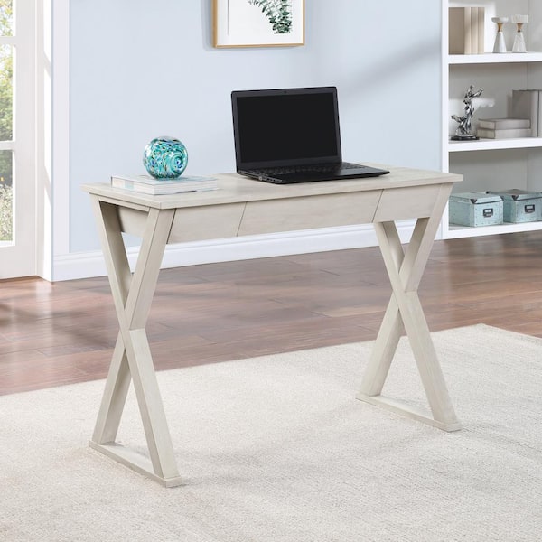 Marna 40 in. Weathered White Wood 1-Drawer Writing Desk