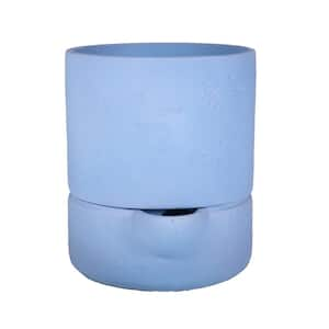 6 in. Dia x 7 in. H Cylinder Composite Self Watering Pot in Blue