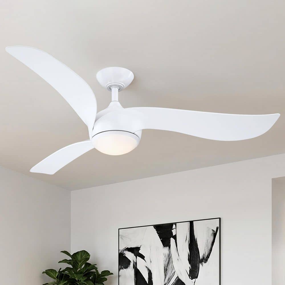 【未通電・未使用】BRID 3D CEILING FAN ホワイト DCモーター IHOMEadore 52 in. Modern White 3-Blade Downrod Mount Ceiling Fan