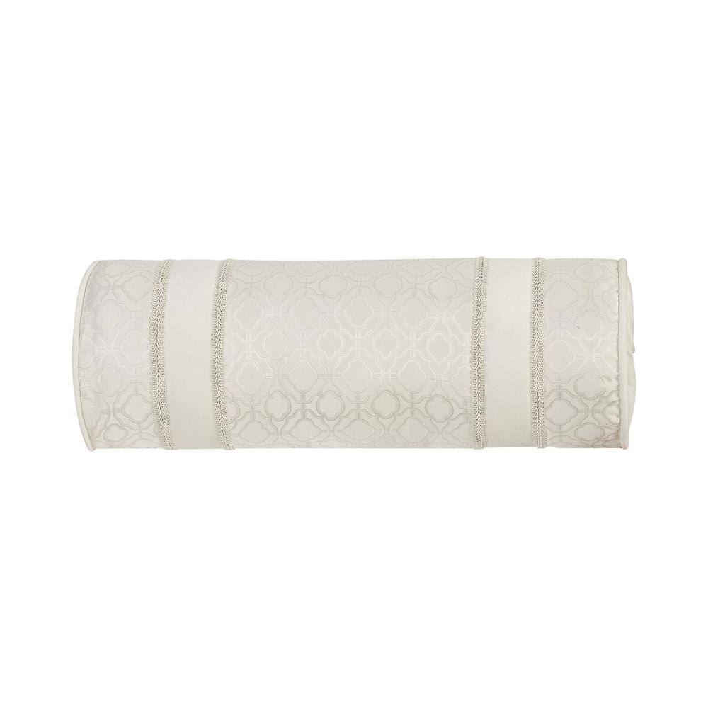 Ivory Satin and Jacquard Decorative Pillow Set, 3 Pieces