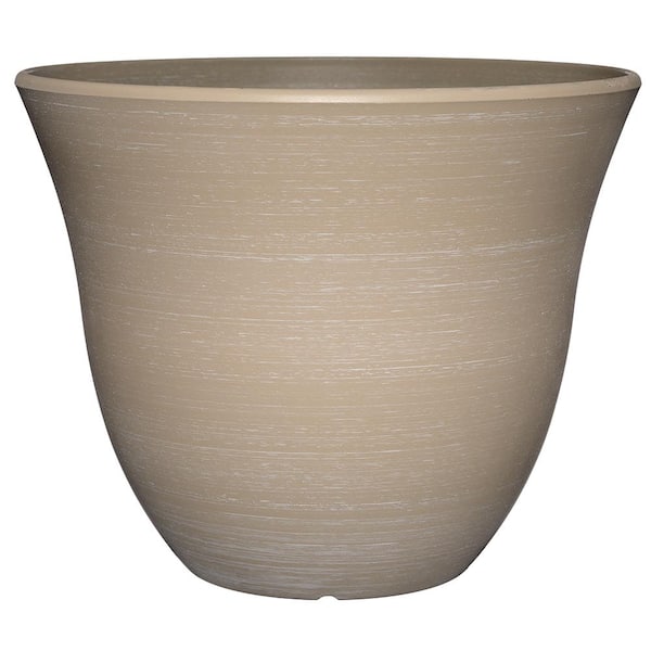 CHG CLASSIC HOME & GARDEN Honeysuckle 13 in. Grained Beige Resin Planter