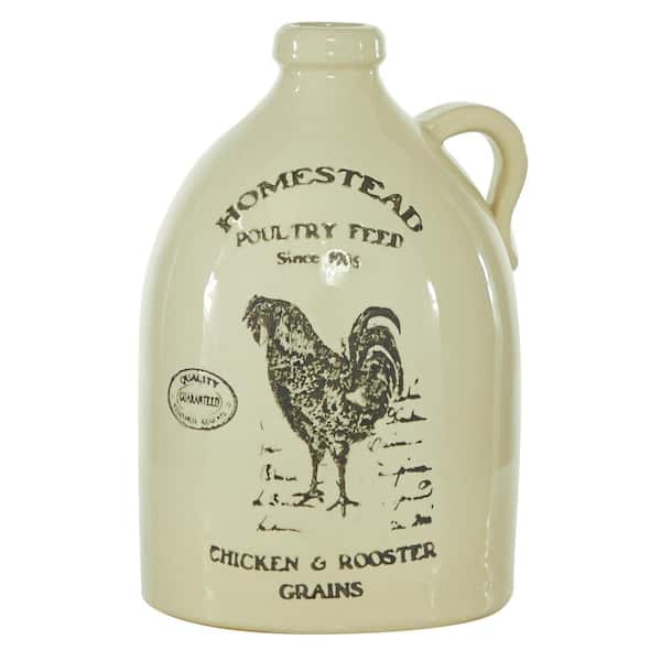 Litton Lane 12 in. Beige Stoneware Farmhouse Decorative Vase