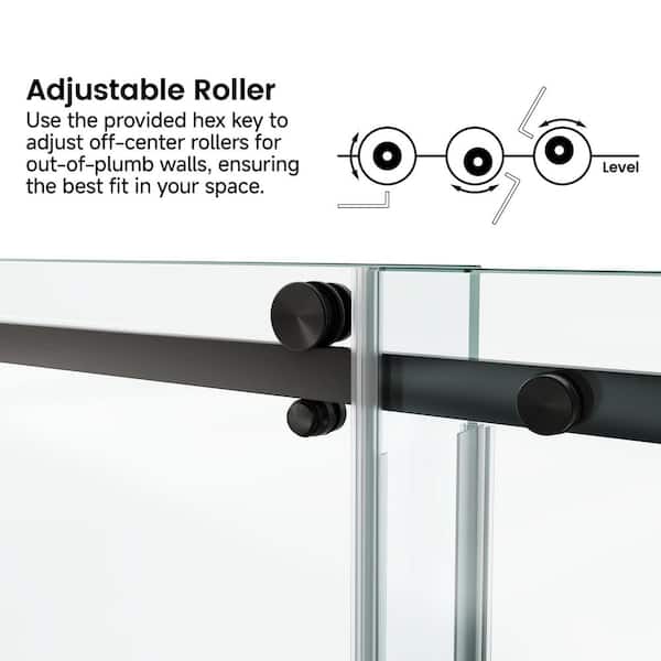 BWE 60 in. W x 66 in. H Hinge Frameless Shower Door in Matter