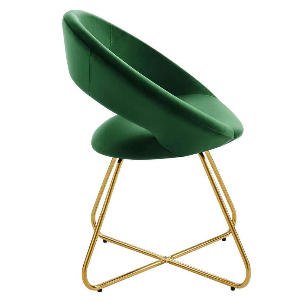 Emerald Green Velvet Upholstered Side Chair with Gold Metal Legs